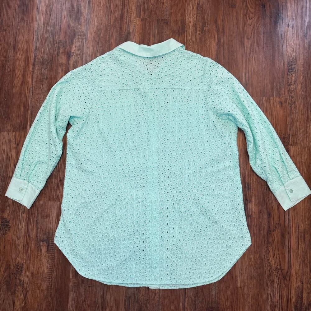 Jessica London Size 16 mint sorbet button up eyelet top 100% Cotton - Picture 2 of 11
